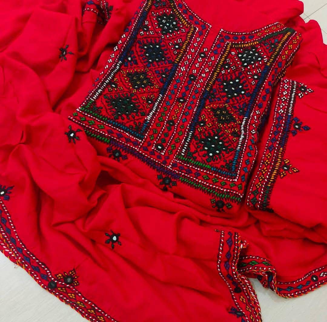 Linen Stuff  Fancy Balochi Handmade Bareekh Needle Work 3pc Dresses 🧵