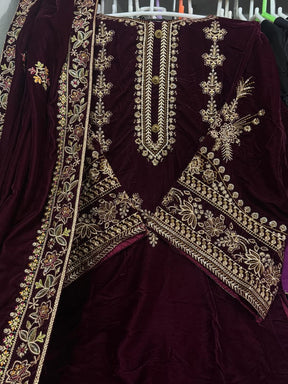 11000’ mirco velvet front embroidered with full embroidered sleeves formal wear.