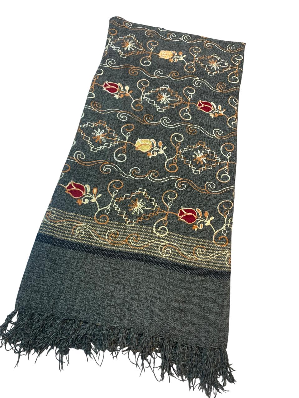 Fancy Velvet Multi Arri Flower Embroidered Soft Velvet Stuff Ladies Long Shawl