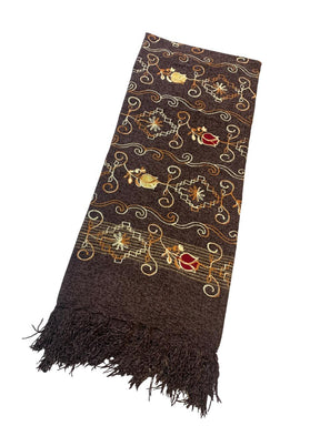 Fancy Velvet Multi Arri Flower Embroidered Soft Velvet Stuff Ladies Long Shawl