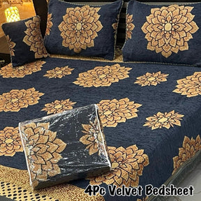 4Pc Velvet Jaquard Bedsheet | King Size