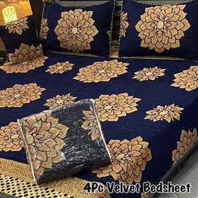 4Pc Velvet Jaquard Bedsheet | King Size