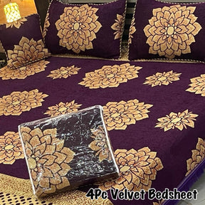 4Pc Velvet Jaquard Bedsheet | King Size