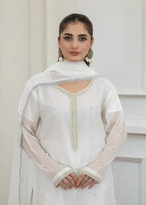 Bamber chiffon pearl work log shirt with 4 side Kiran lace full size dubta