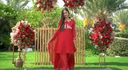 CHIFFON stone pearl Goti work flairy peplum frock - Image 2