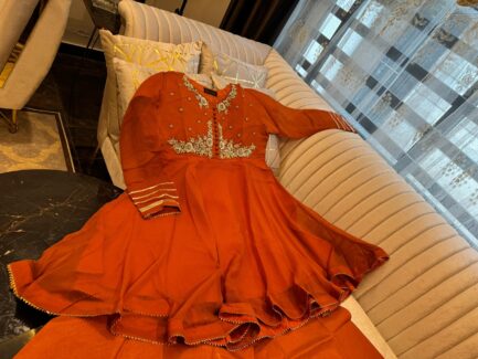 CHIFFON stone pearl Goti work flairy peplum frock - Image 3