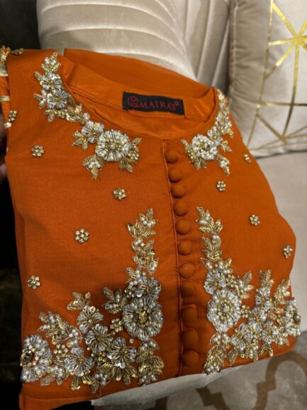 CHIFFON stone pearl Goti work flairy peplum frock - Image 4