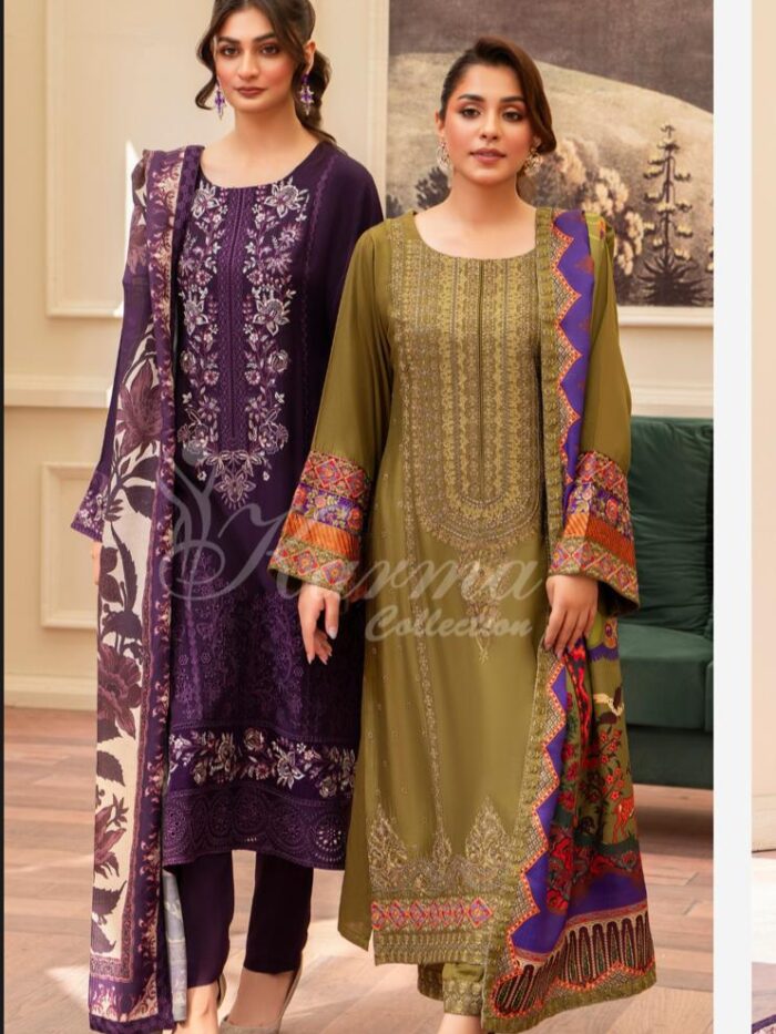 New karma collection winter fabric embroidered shirt