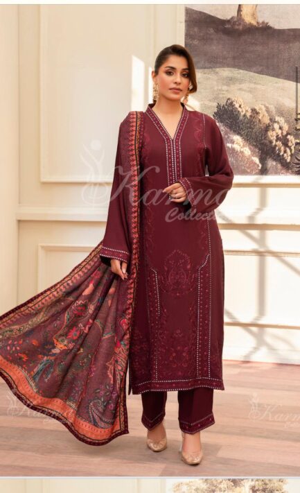 New karma collection winter fabric embroidered shirt - Image 10