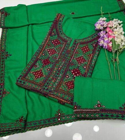 Linen Stuff  Fancy Balochi Handmade Bareekh Needle Work 3pc Dresses 🧵 - Image 10