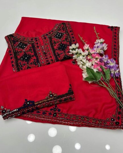 Linen Stuff  Fancy Balochi Handmade Bareekh Needle Work 3pc Dresses 🧵 - Image 11