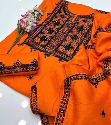Linen Stuff  Fancy Balochi Handmade Bareekh Needle Work 3pc Dresses 🧵 - Image 3