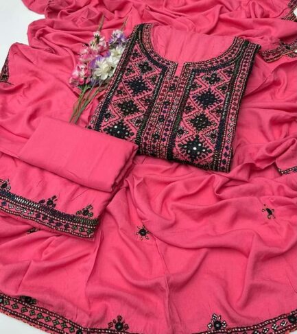 Linen Stuff  Fancy Balochi Handmade Bareekh Needle Work 3pc Dresses 🧵 - Image 4
