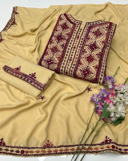 Linen Stuff  Fancy Balochi Handmade Bareekh Needle Work 3pc Dresses 🧵 - Image 5