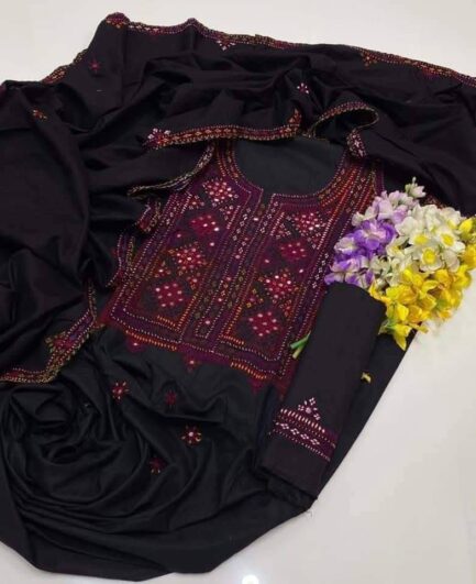Linen Stuff  Fancy Balochi Handmade Bareekh Needle Work 3pc Dresses 🧵 - Image 8