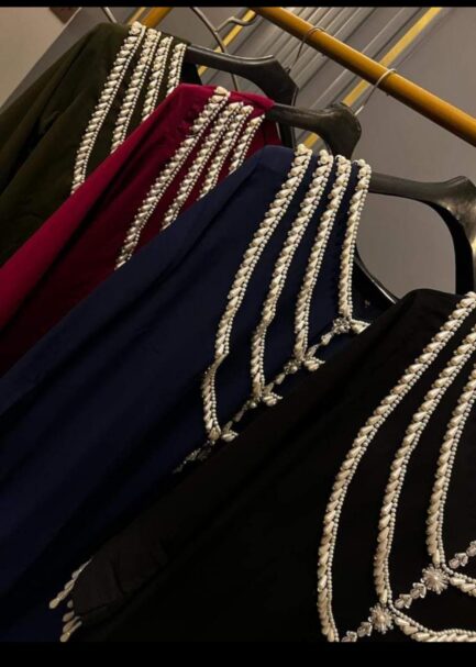 Goerget Shirt with beautiful embellished neck with pearls and stones - Image 2