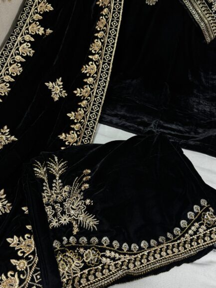 11000’ mirco velvet front embroidered with full embroidered sleeves formal wear. - Image 3