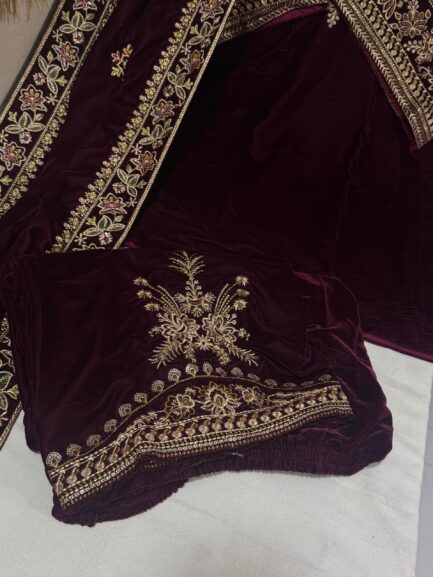 11000’ mirco velvet front embroidered with full embroidered sleeves formal wear. - Image 5