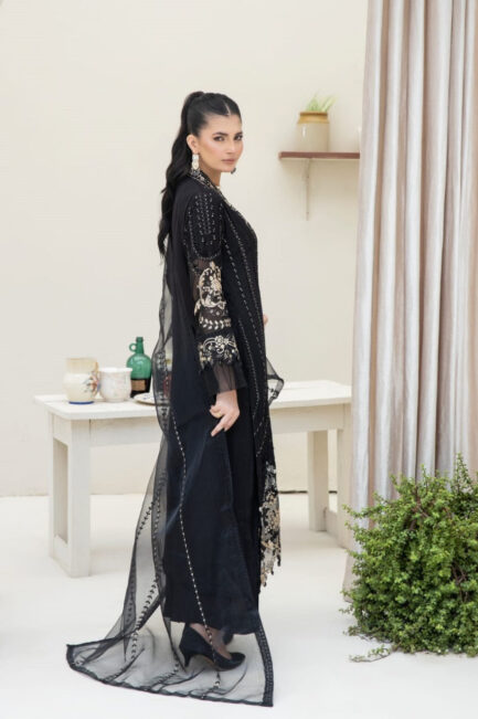chiffon fully sequence embroidered +heavy boring embroidered shirt - Image 2