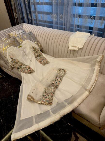 hand made cutdana multi embroidered  work on seleeves - Image 2