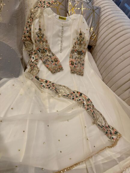 hand made cutdana multi embroidered  work on seleeves - Image 3