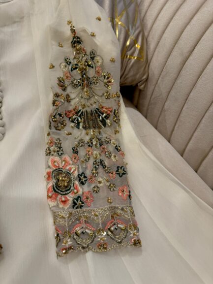 hand made cutdana multi embroidered  work on seleeves - Image 4