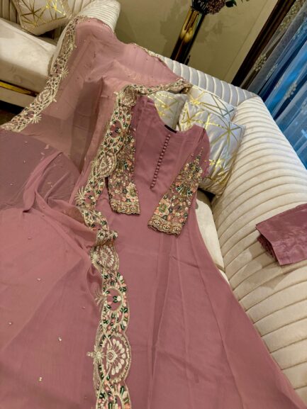 hand made cutdana multi embroidered  work on seleeves - Image 6