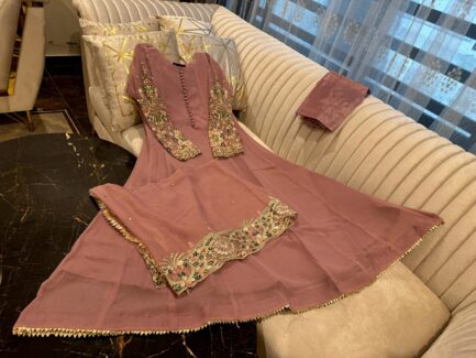 hand made cutdana multi embroidered  work on seleeves - Image 10
