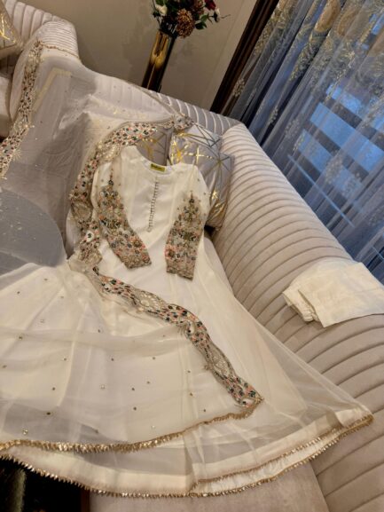 hand made cutdana multi embroidered  work on seleeves - Image 13