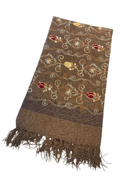 Fancy Velvet Multi Arri Flower Embroidered Soft Velvet Stuff Ladies Long Shawl - Image 3
