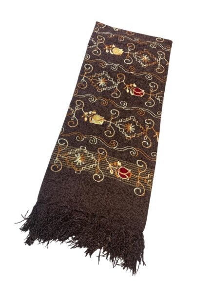 Fancy Velvet Multi Arri Flower Embroidered Soft Velvet Stuff Ladies Long Shawl - Image 6