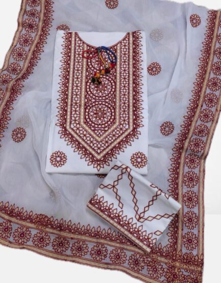 Balochi Arri Machine Embroidered Work Soft Cotton Stuff Shirt Trouser - Image 4