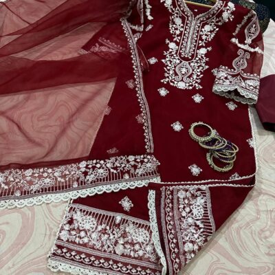 Long length Front+Back Heavy Embd+lace work