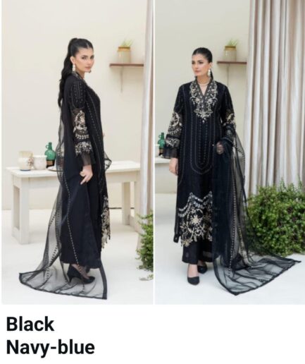 chiffon fully sequence embroidered +heavy boring embroidered shirt - Image 5