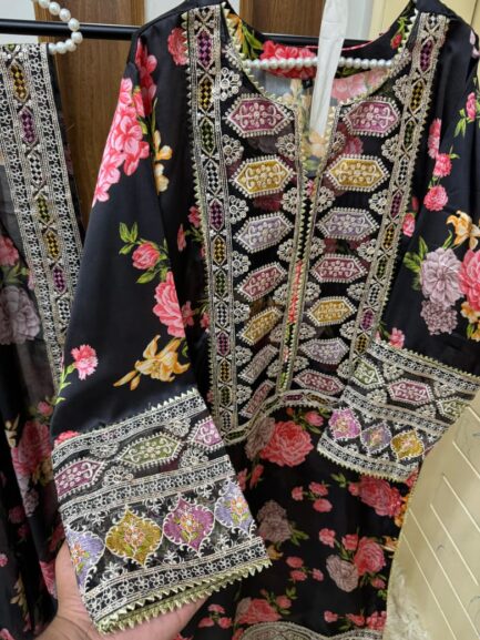 3 piece Silk Sequin embroidery - Image 4