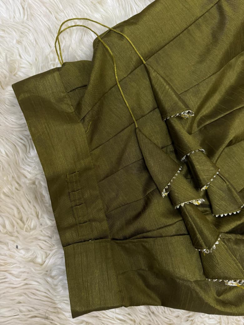 Pure Raw silk Lehnga Embellished with beautiful tussles and gotta Lace - Image 2