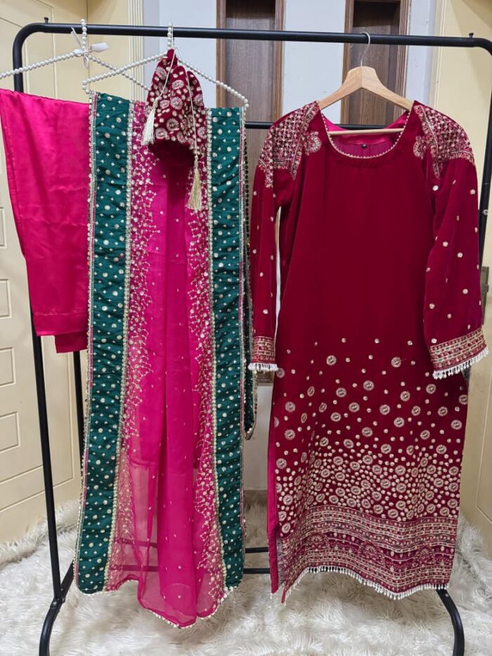 Fully Sequins Embroidery Shirt Embellished with fancy laces