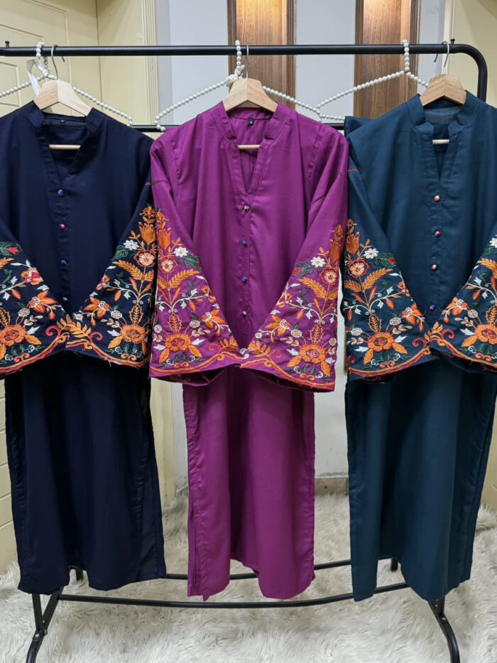 Multi Embroidery long lenght Shirt Embellished with buttons